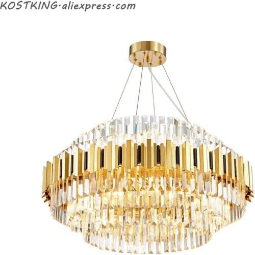 KOSTKING luxury chandelier lighting crystal led lamp AC110V 220v gold dinning room living room light fixtures