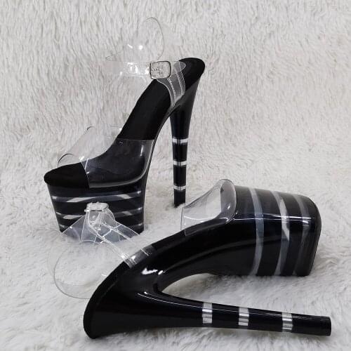 Leecabe 17CM/7Inch clear pvc upper Platform Sandals party ladies High Heels Pole Dancing Shoes