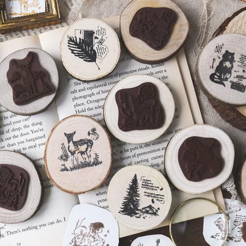 Forest Adventure Series decoration stamp wooden Round rubber stamps for scrapbooking stationery DIY craft standard seal