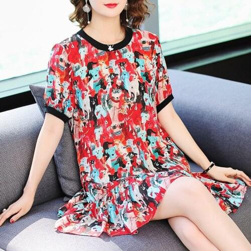 Silk Women Plus Real Size Summer Ladies Print Party Dress Beach Dresses Vestidos De Verano 2020 G8168101 YY2911