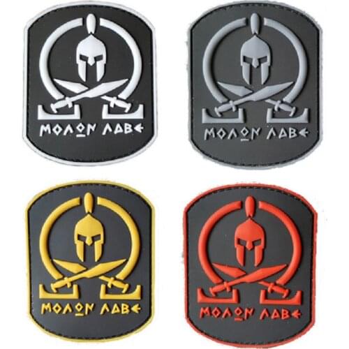 Spartan Warriors 3D PVC Rubber Military Patch Tactical Army Emblem Hook Badge DIY Decorative Patches for Clothing Cap Bags