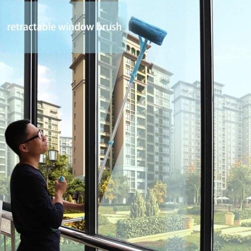 Telescopic Folding Handle Cleaning Brush Glass Sponge Swob Fur Purifying Window Retractable Window Brush Household Cleaning Tool
