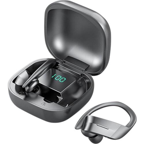 TWS Bluetooth Wireless in-Ear Headset with Non-Slip Earhook LED Power Display