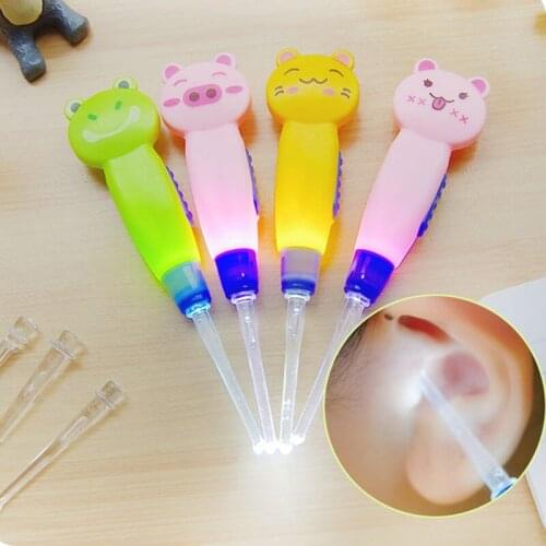 Baby care ear spoon Cute Cartoon LED Luminous Dig Child Cleaning Tool Earwax with Light Ear-picker Japanese style NBB0227