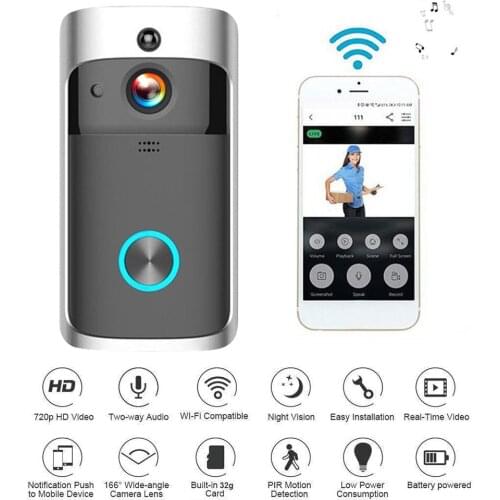 Smart WiFi Video Doorbell HD Camera Visual Intercom With Chime Night Vision IP Door Bell Wireless Home Security Camera Doorbell