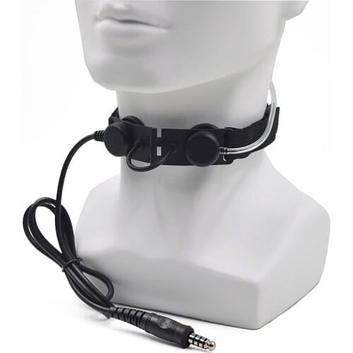 Military Adjustable Throat Mic Headphone Tactical Headset for Walkie Talkie Portable Radio