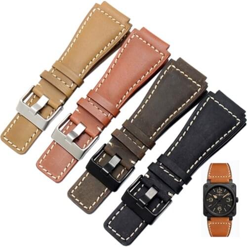 Hight Quality Band Genuine Leather Watchband 35mm*24mm Bands For Bell & Ross Watch Strap BR01 BR03 Series Bracelet Belt