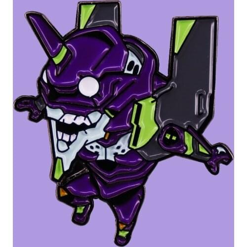 Eva-01 Unit-01 Evangelion Robot Mecha Anime Enamel Brooch Pins Badge Lapel Pin Brooches Collar Fashion Jewelry Accessories