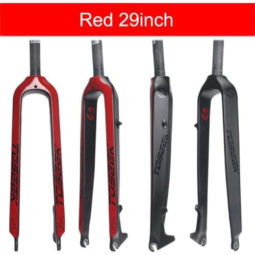 TOSEEK Full 3K Carbon Fiber Mountain Bike Rigid Fork 26ER/27.5ER/29ER Lightweight 550g Quick Release Dropout Disc Brake Mount