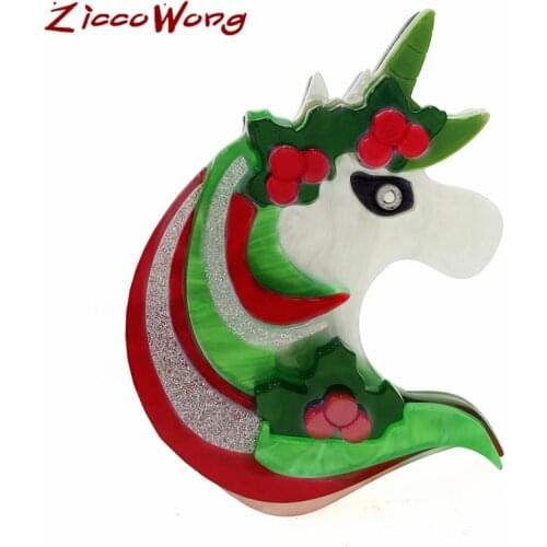 ZiccoWong Fashion Cute Acrylic Horse Brooches For Women Girls Colorful Unicorn Brooch Pin Animal Jewelry Vintage Coat Pin Gift