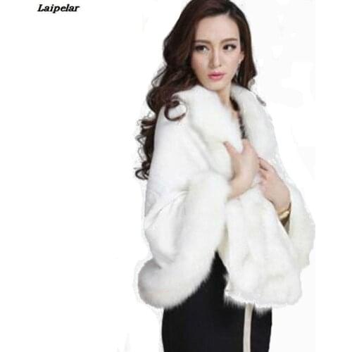 Winter Warm Knitting wool cloak faux fox fur scarf Cashmere Shawl Pashmina large Wraps Imitation fox hair Woman Poncho 2020