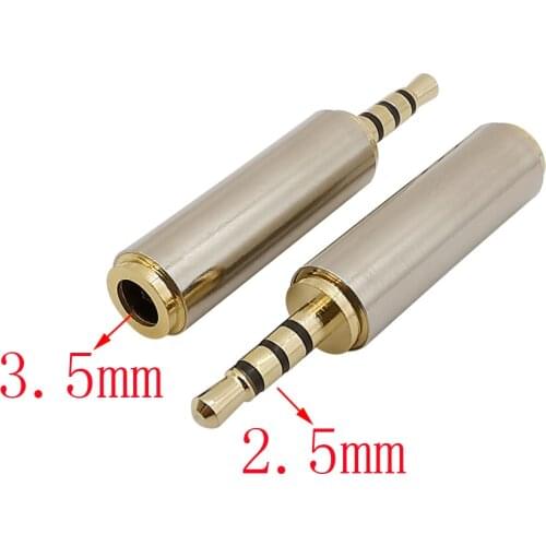 2Pcs 2.5mm Male to 3.5mm Female 4 Poles Audio Plugs Adapter 3.5 mm Jack to 2.5 mm Plug Audio Stereo Headphone Phones Connector