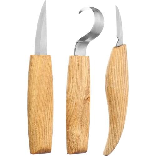 3PCS Spoon Carving Knife Woodcut DIY Hand Chisel Wood Carving Tools Woodcarving Cutter Chip Knives Woodworking Hand Tools