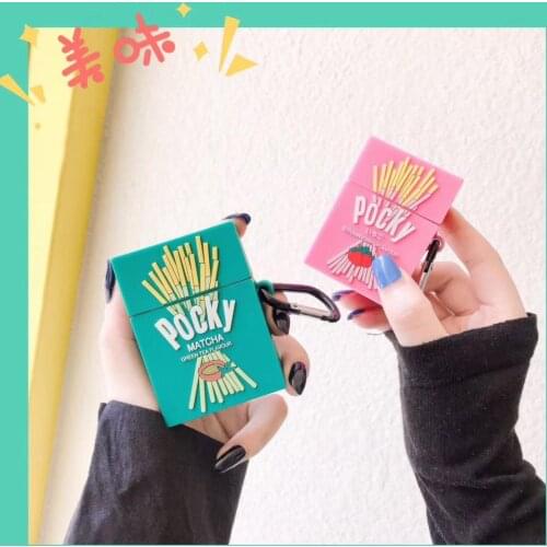 3D Strawberry Glico Pocky Cookies Wireless Bluetooth Headset Silicone cover For Airpods 1 2 Airpod Pro3 Earphone Protective case