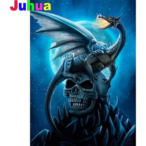 Blue Dragon diy Diamond Painting Mosaic skull 5D Full Square Round drill diamond Embroidery gift home decor dropshipping