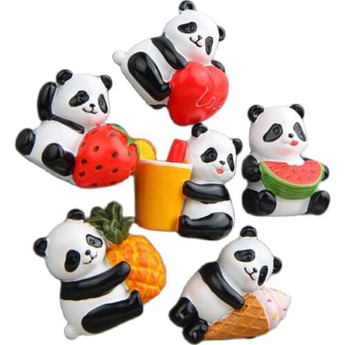 Free Shipping Wholesale Fridge magnet Resin refrigerator Magnetic Stickers Cute pet Panda Fruit Fridge Magnet Home Decor