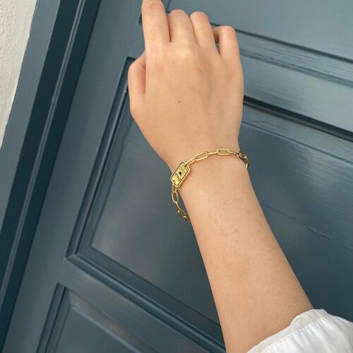 S925 Sterling Silver Bracelet for Women Korean Gold Retro Bracelet Heavy Chain Leisure Jewelry Accessories Wholesale