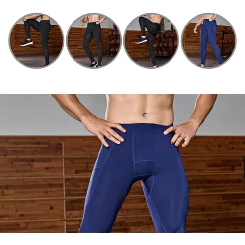 Quick Drying Simple High Elastic Bottoms Training Trousers Bottoms Compression Pants Solid Color for Home