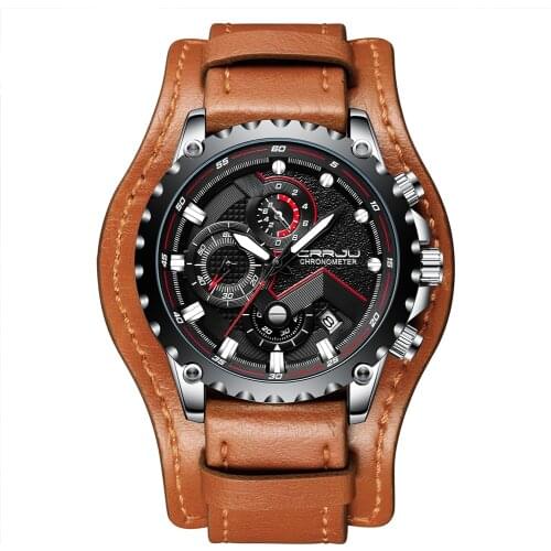 New Men Watch Leather Chronograph Automatic Date Male Sport Quartz Watches Mens Luxury Brand Waterproof Clock Relogio Masculino