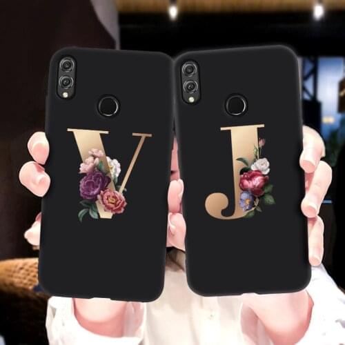 For Huawei P30 Pro Case P20 P40 Lite Letter Flower Painted Cover P Smart 2019 2021 Y7A Matte Coque Silicon Soft Capa Bumper