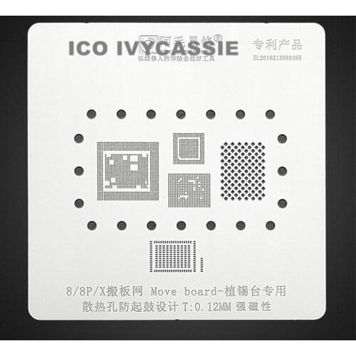 For iPhone 8 8Plus X Swap Board Move CNC BGA Stencil CPU Baseband Nand Flash Wifi IC Reball Solder Tin Plant Amaoe Steel Mesh