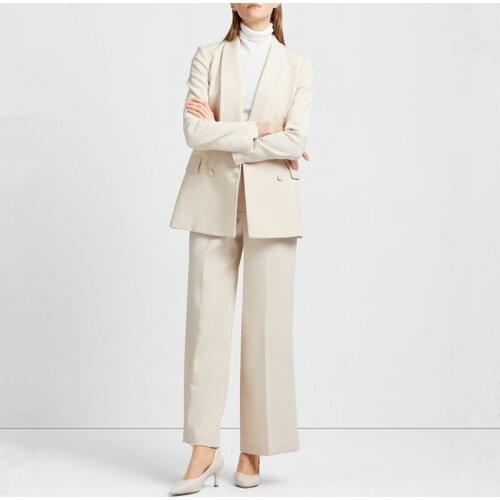 Double breasted fashion suit set for ladies blazer and pants set for women spring autumn two piece custom business suit