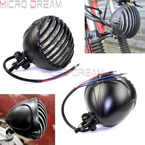 5" Motorcycle Headlight Finned Grill Front Light For Cruiser Chopper Bobber Cafe Racer XS650 Old School Retro Scalloped Headlamp