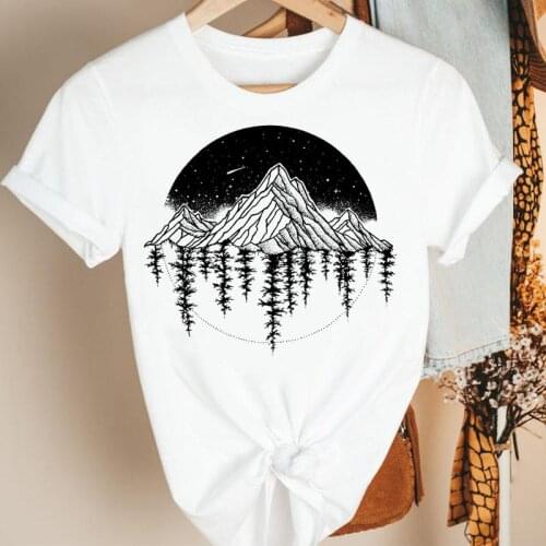 Women Clothes Mountain Peace Night 90s Ladies Cartoon Summer Short Sleeve Print Fashion Tshirt Female Tee Top Graphic T-shirt