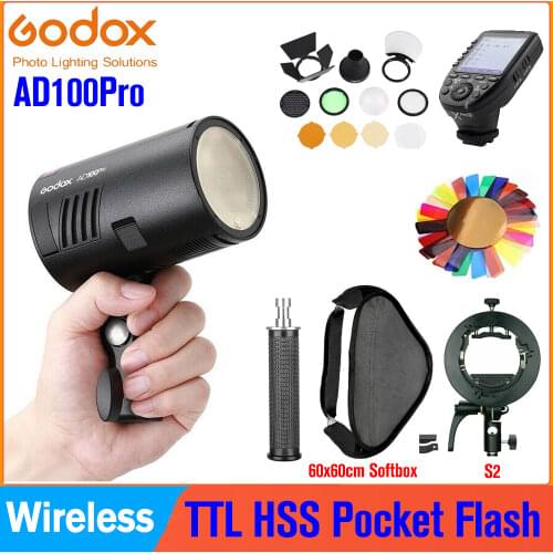 Godox AD100Pro 100Ws 2.4G Pocket Flash Light HSS 1/8000s TTL Outdoor Flash Speedlight with Battery For Sony Nikon Canon Fujifilm