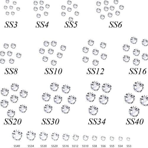 Hot Sell Nail Art Rhinestone Crystal SS3-SS50 Flatback Clear Crystal Beauty Decoration Nail Art Accessories DIY Tool