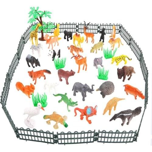 53 Pieces Simulation Mini Jungle Dinosaur Animal Model Table Desktop Ornament Collections Animal World Toy Set For Children Kids