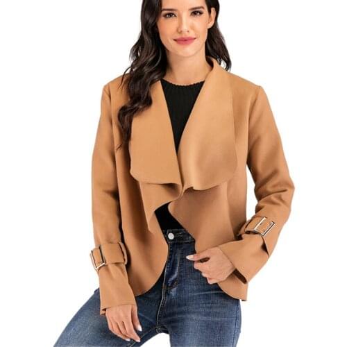 Short Coat Womens 2020 Spring Fashion New Lapel Long Sleeve Solid Color Cardigan Jacket Slim Tide H00515
