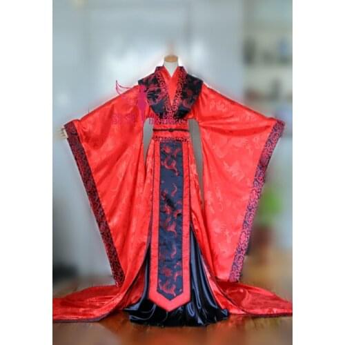 Red Hidden Dragon Male Chinese Wedding Hanfu Tang Suit Cosplay Clothes Emperor Clothes for Men