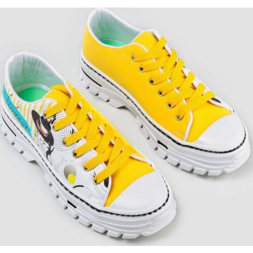 Limoya Nell Powder Print Detailed Lace-Up Sneakers Sports Shoes 'Turkish' Quality 2021 Fashion Design Season Comfort Fast Shippi