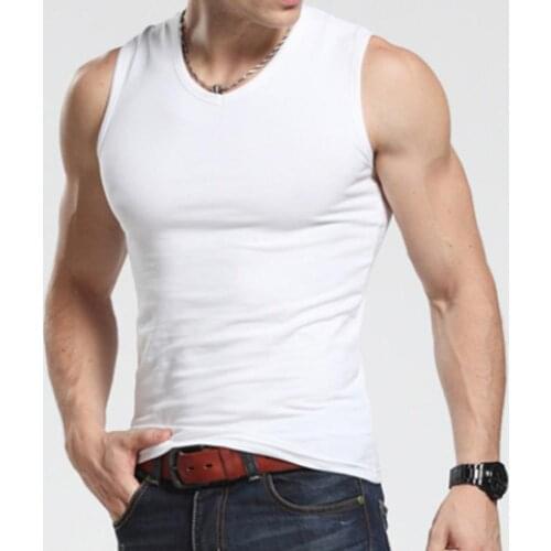 Fashion New Men Solid Color Sleeveless Round Neck Vest Slim Fitness Tanks Top Undershirt Easy to match with pants for Daily