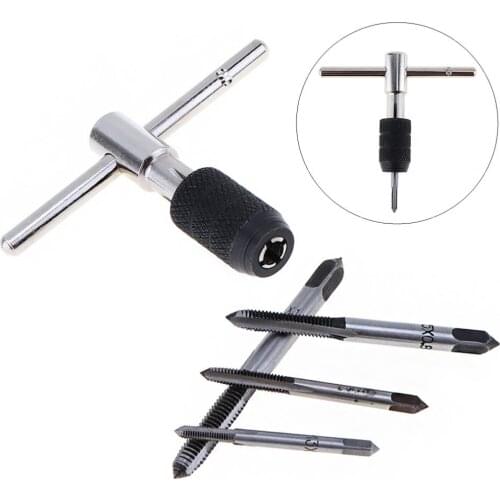 5pcs/lot T Type Drift Holder Set with 4pcs M3-M6 Professional Screw Taps for Processing Parts