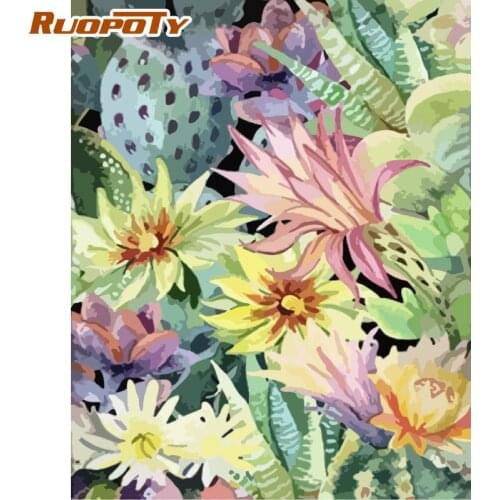 RUOPOTY Acrylic Painting By Numbers For Adults With Frame 60x75cm Colorful Flowers Modern Wall Art Picture By Numbers For Diy Gi