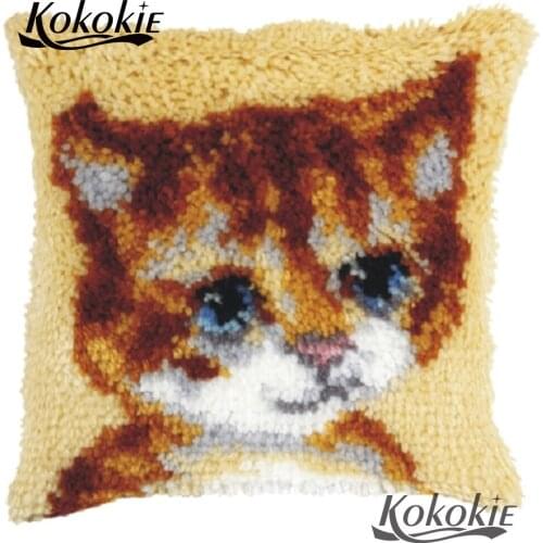 Cross-stitch latch hook rug canvas cat animal cushion embroidery needlework sets modern colorful carpet Crocheting Rug Kits Yarn
