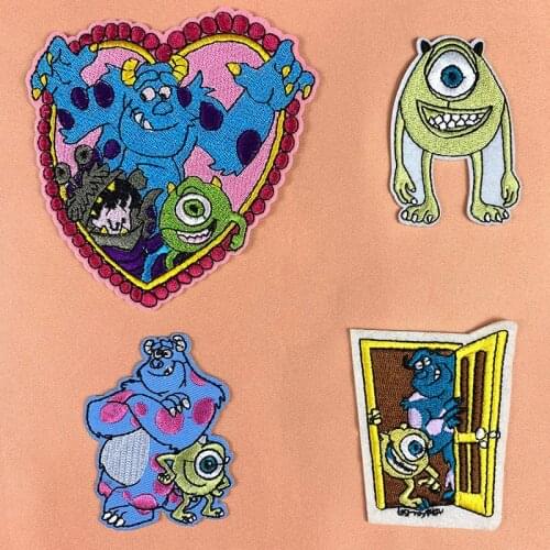 America Girls Boys Favorite Cartoon Anime Monster Sticker Children Backpack Bag Hat Diy Iron on Patch Decals