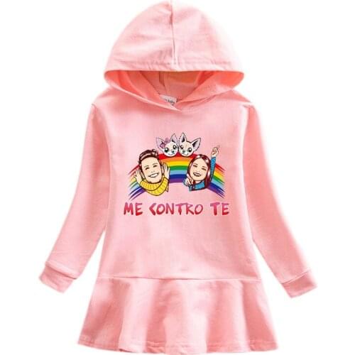 Autumn Dresses for Girls New Spring Hooded Sweater Dress Cartoon Girl Me Contro Te Foreign Style Kids Dress