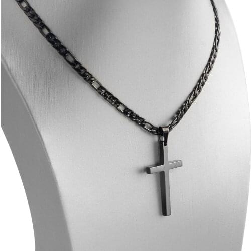 4.5mm Figaro Chain Cross pendant Necklace 316L Stainless Steel Fashion Jewelry Gift For men Women Waterproof NK necklaces