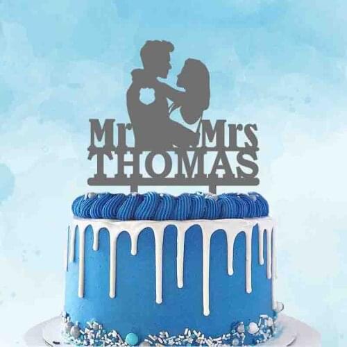 Personalized Bikini Bride Wedding Cake Topper Custom Mr Mrs Name Bride and Groom Bikini Wedding Party Cake Decoration Topper