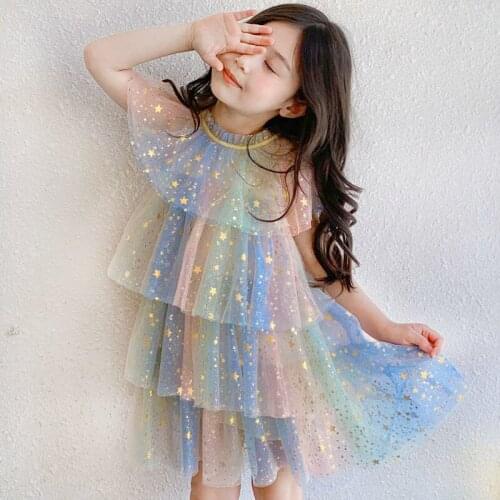 Toddler Girl Dresses Prinsessenjurken Meisjes Girls Summer Dress Layered 2021 Birthday Party Cute Children Jurk Meisje