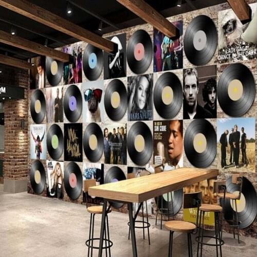 Drop Shipping Photo Wallpaper Nostalgic Discs Large Frescoes Character Photo Background Wallpaper Bar KTV Nightclub Mural