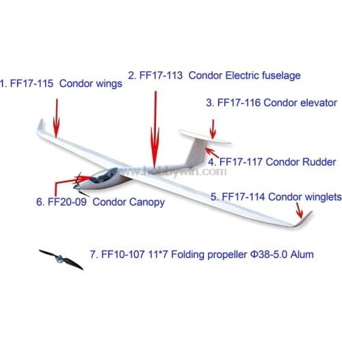 RC Airplane Condor Magic EVO4 Electric Glider 3000mm ARF with Motor Propeller Spinner Fiberglass Model Sailplane