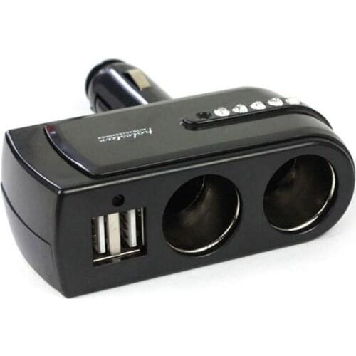 200pcs New One USB Port Charger & Two Car Charger Cigarette Lighter Socket Splitter Adapter