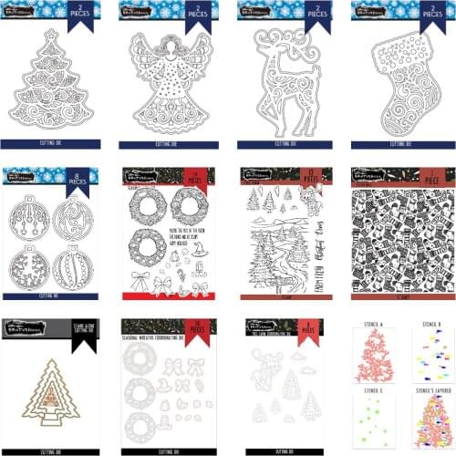 Christmas Christmas Deer Sock Ball Goddess Wreath Metal Cutting Dies Stamps Stencil Scrapbook Template DIY Greeting Handmade New