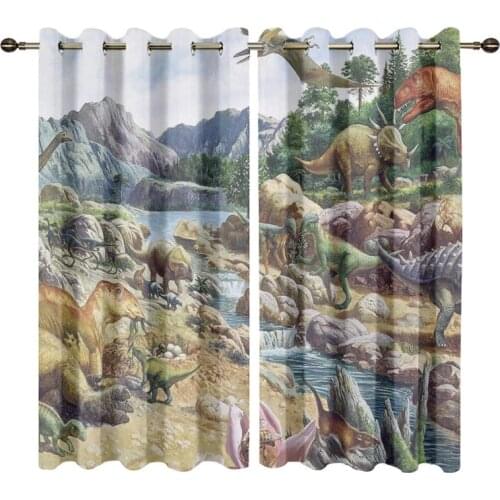 Custom Made Window Curtains for Kids Bedroom Personalized Dinosaur Printing Decorative Curtain for Living Room