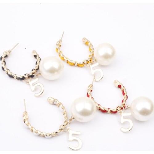 PPG&PGG Fashion Simulated pearl Drop Earrings New Gold Geometric Letter C Metal Wedding Dangle Earrings For Women Jewelry