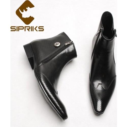 SIPRIKS Double Zip Boots Mens Burgundy Leather Ankle Boots Pointed Toe Black Leather Cowboy Boots Euro 45 Outdoor Shoes Italian